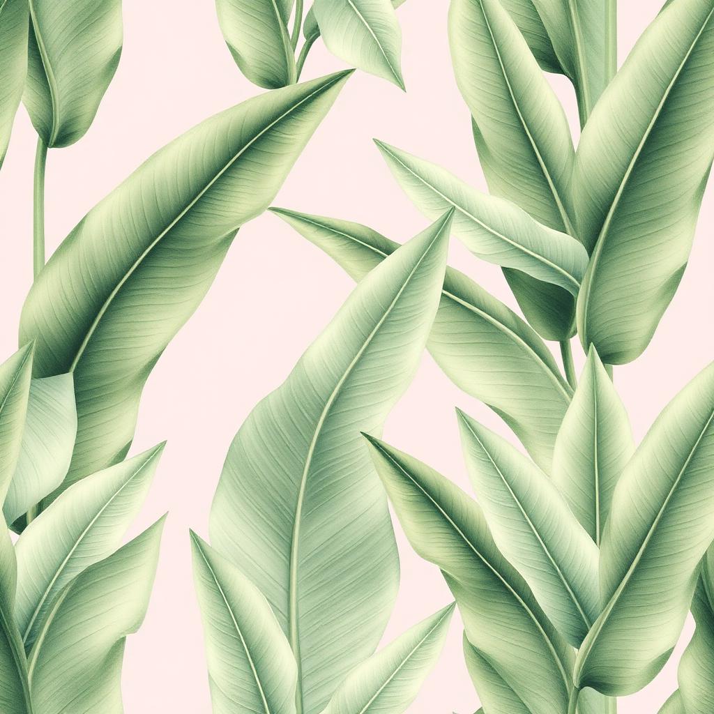 Blush banana leaf wallpaper motif