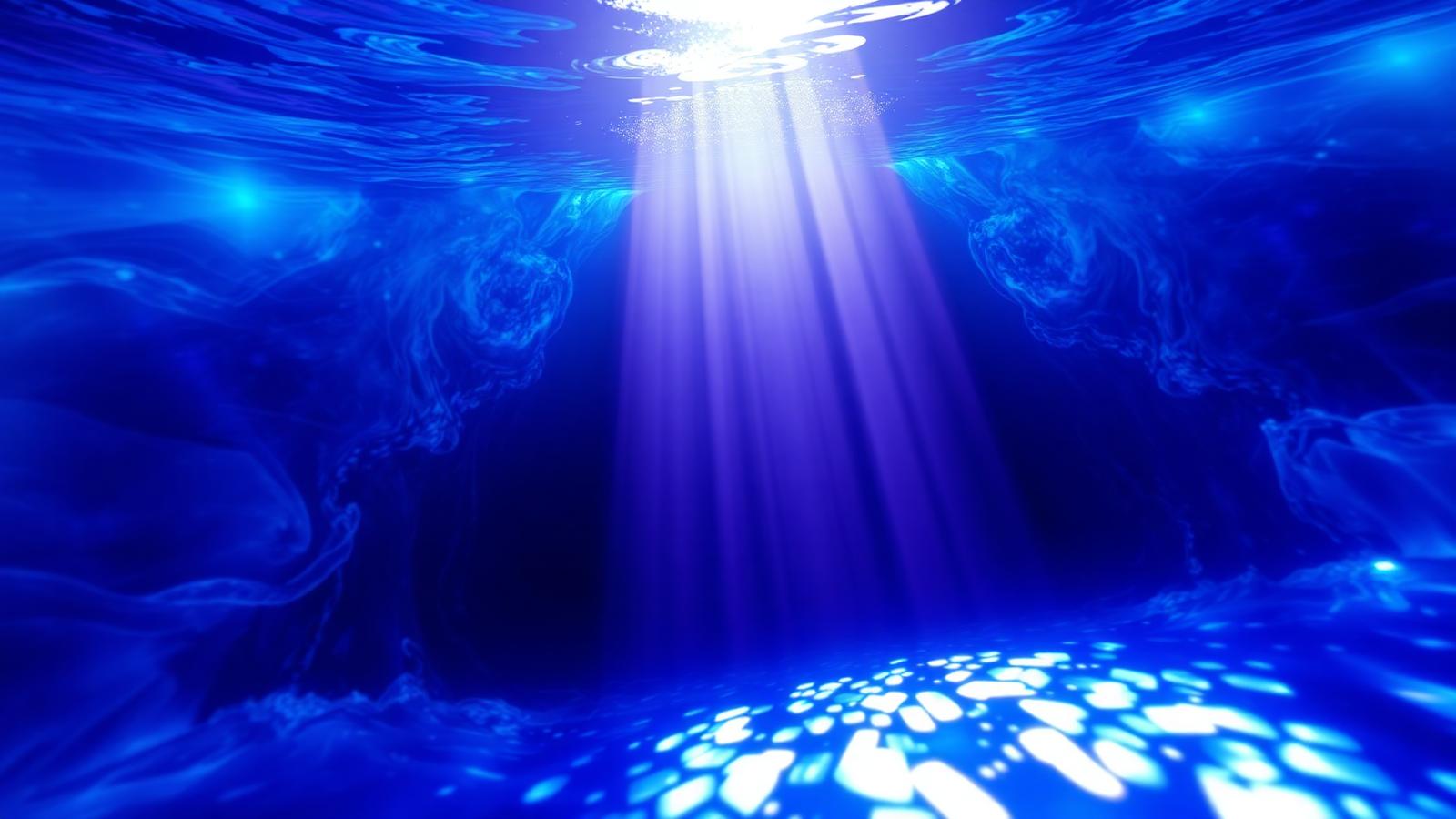 Light descending through deep ocean water